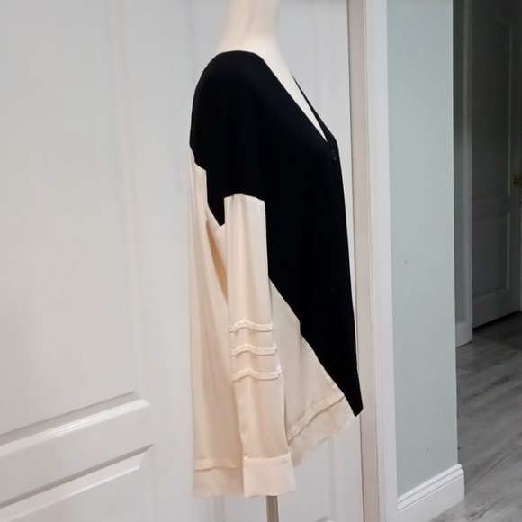 Reiss Addison wool blend colorblock button down V-neck cardigan blouse top 8 - Picture 12 of 16